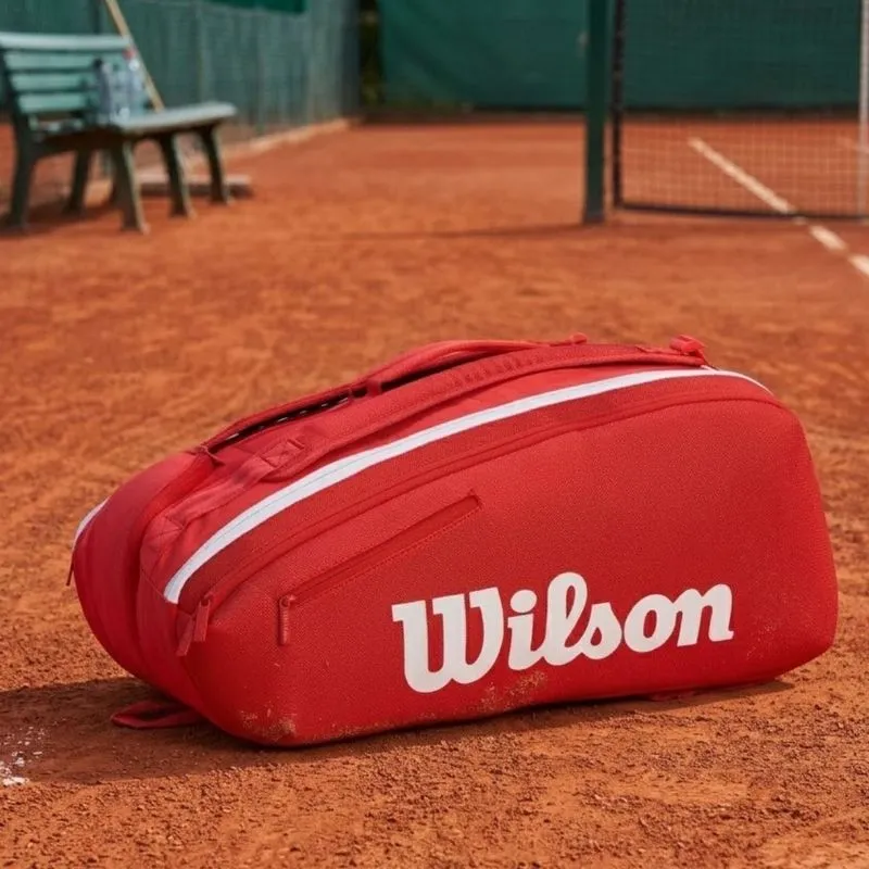 Raqueteira Wilson Super Tour 15 Pack Vermelha e Branca