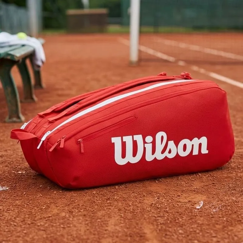 Raqueteira Wilson Super Tour 9 Pack Vermelha e Branca