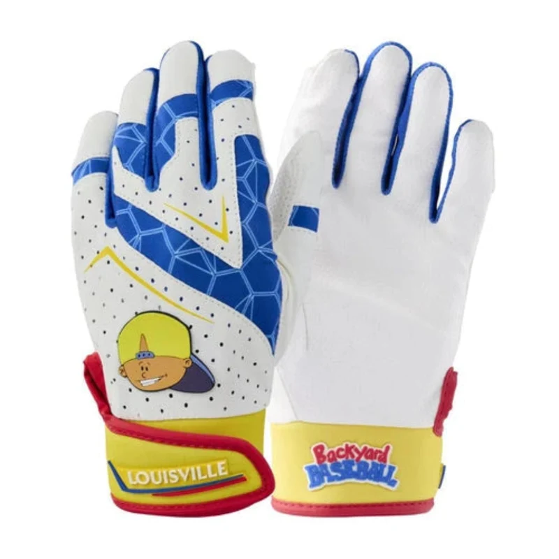 Louisville Slugger Backyard Baseball Pablo Sanchez Youth V2 Batting Gloves WB5782101 - White Navy Light Gold White Blue / Youth S