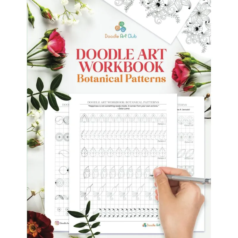 Apostila Doodle Art Botanical Patterns Practice Independentemente