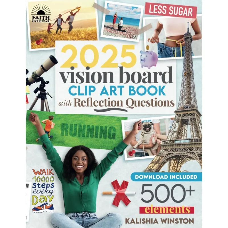 Clip-art Book 2025 Vision Board: Mais De 500 Imagens, Citações E Palavras