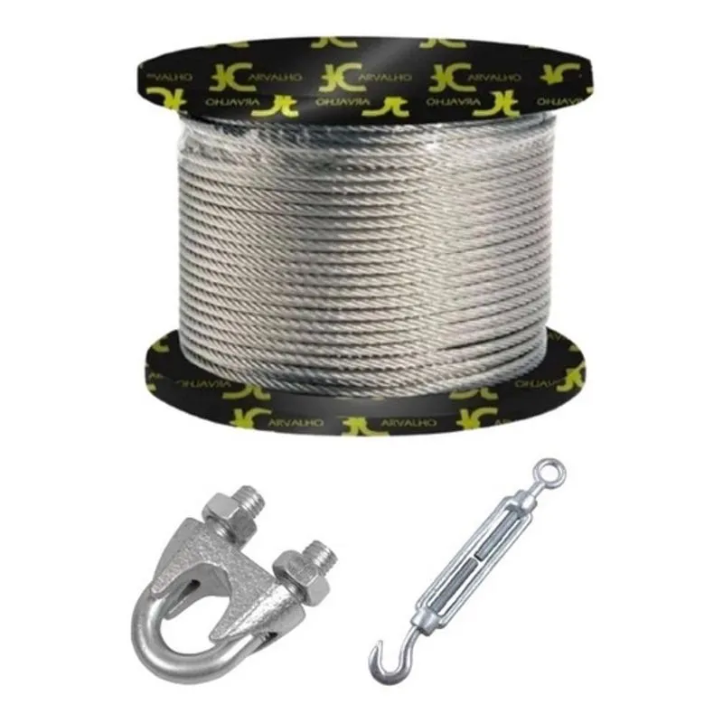 Kit Guarda Corpo Curral - Cabo De Aço Revestido E Acessórios