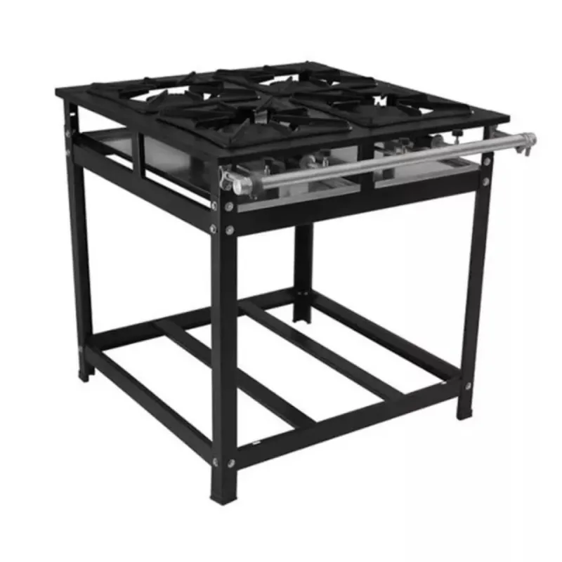 Fogão Industrial 4 Bocas Alta Pressão Luxo 40 × 40 cm Perfil 8 Modelo 410211 ? Queimador Real ? MR Fogões