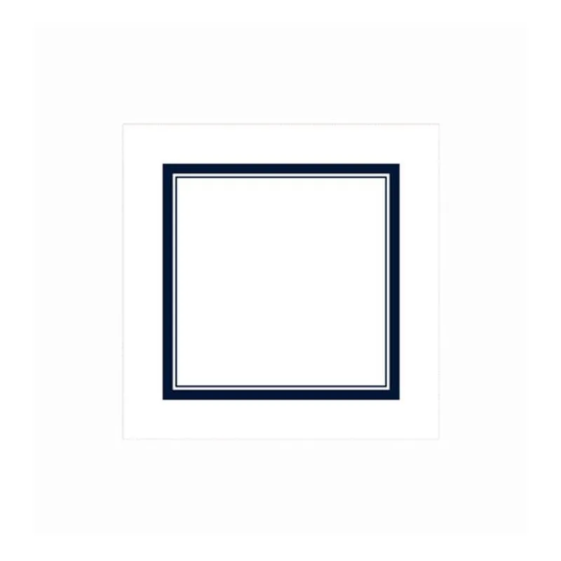 Guardanapo De Linho Branco Com Azul Escuro Signora