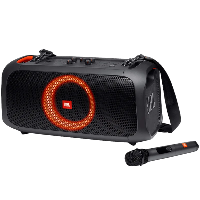 Reembalado Caixa de Som JBL Party Box On The Go BBR2 com Microfone Preto Bivolt
