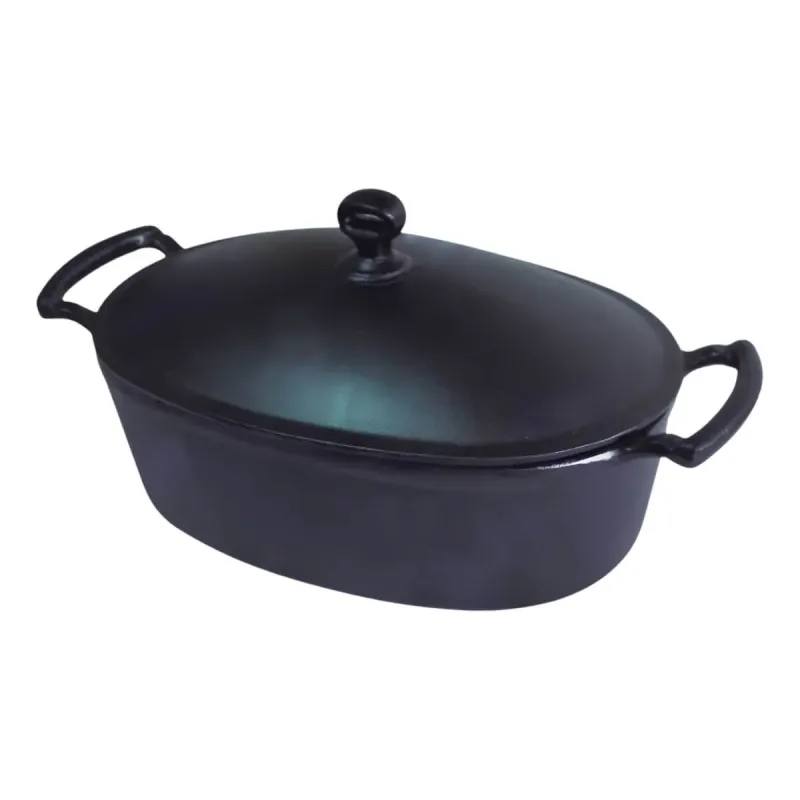 Panela de Ferro Fundido Oval 2,5L com Tampa e Alça de Ferro - Fundidos IG Ltda