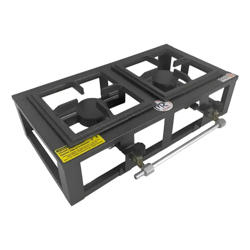 Fogão Industrial de Mesa 2 Bocas Alta Pressão com Grelhas de Ferro Fundido 20 × 20 cm Modelo 211100 ? MR Fogões