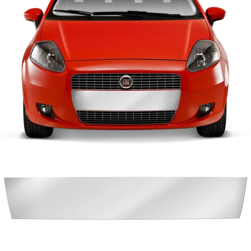 Aplique Cromado Para-Choque Grade Frontal Fiat Punto 2007 a 2012 Fácil Aplicação 13,5 x 75cm