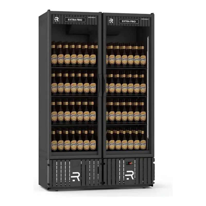 Visa Cooler Multiuso 1300 L Preto Porta de Vidro 220V - Refrimate