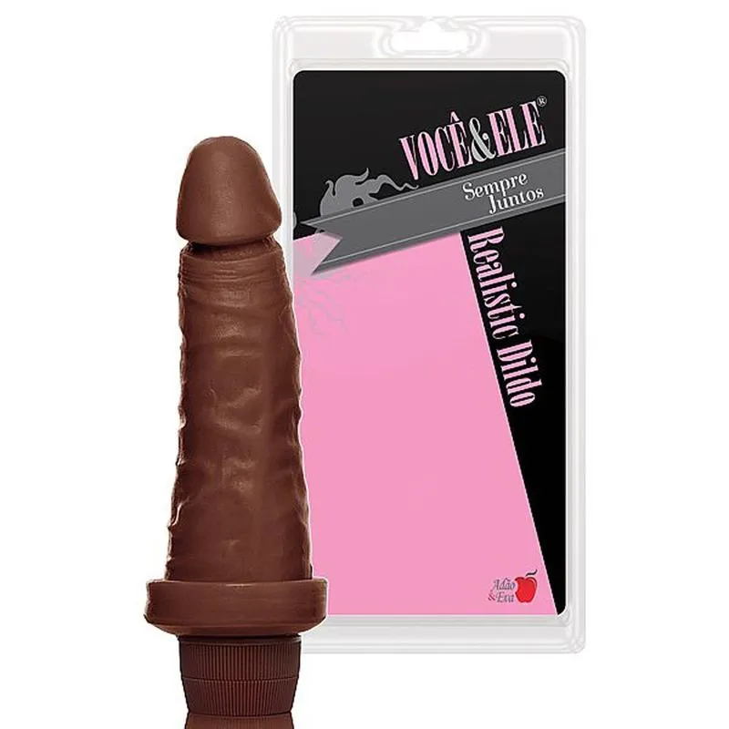 Prótese 6 com Vibro Modelo C Marrom Adão e Eva - Miess