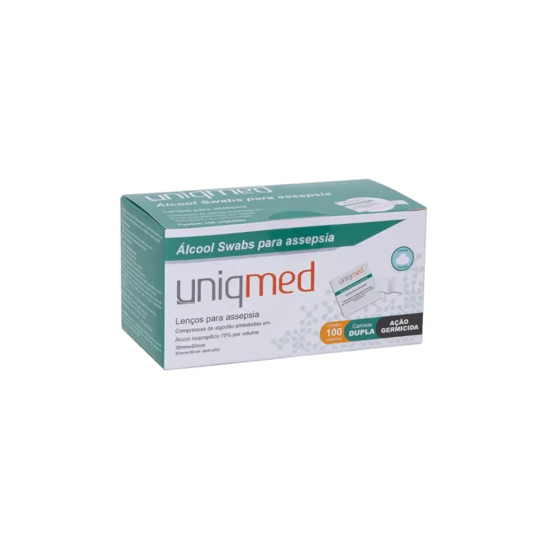 Alcool Sache Asseptico (Swab) Caixa (C/100 UND) - Uniqmed