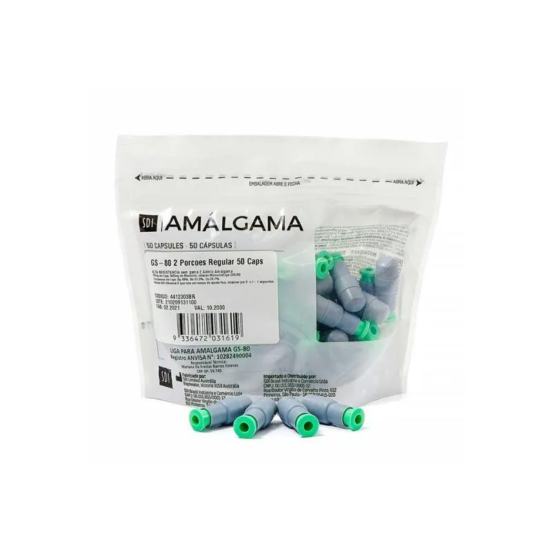 Amalgama Cap. Gs 80 02porçoes C/50 Regular - Sdi