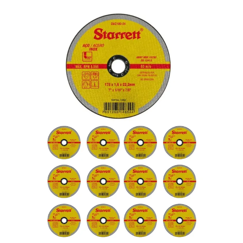 Kit C/12 Disco De Corte Para Metal/Aço Inox 7 Starrett