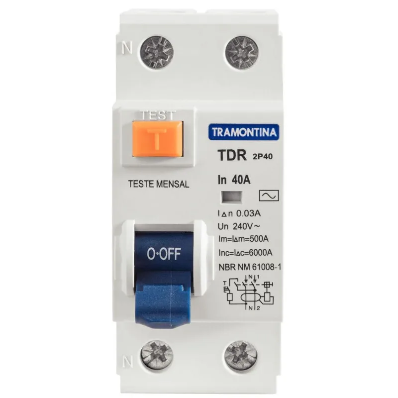Interruptor 2 Polos (1p + n) Tramontina Tdr-40 40ma A 30ma 6ka