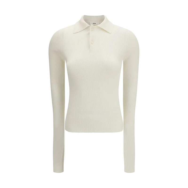 RIER White Silk Polo Shirt S