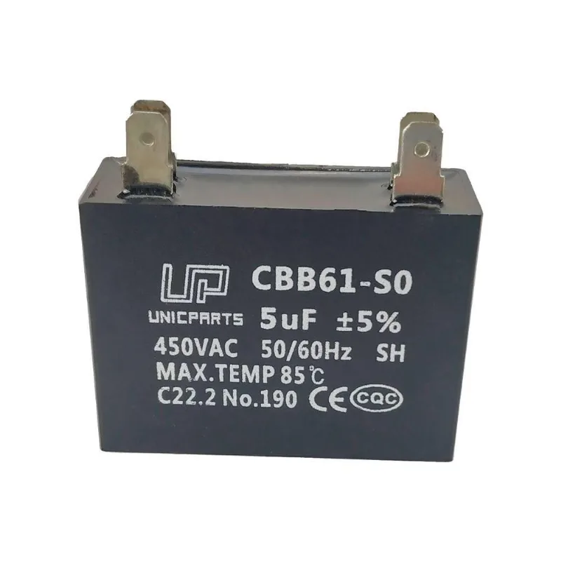 Capacitor Permanente Caixa Preta 5 Uf 450v Quadrado Único