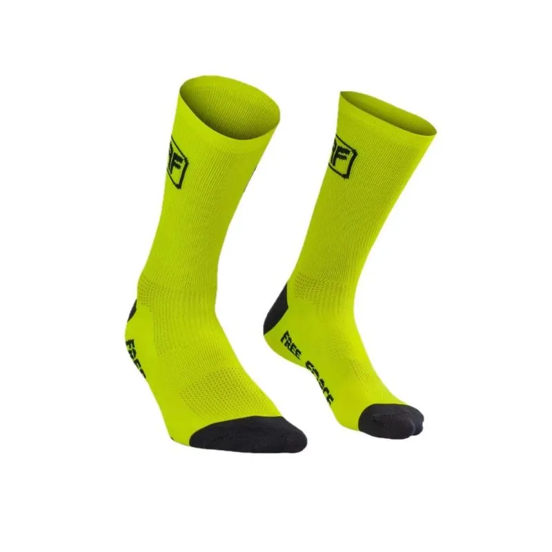 Meia ciclismo corrida esportiva cano médio Free Force Único / Amarelofluorescente