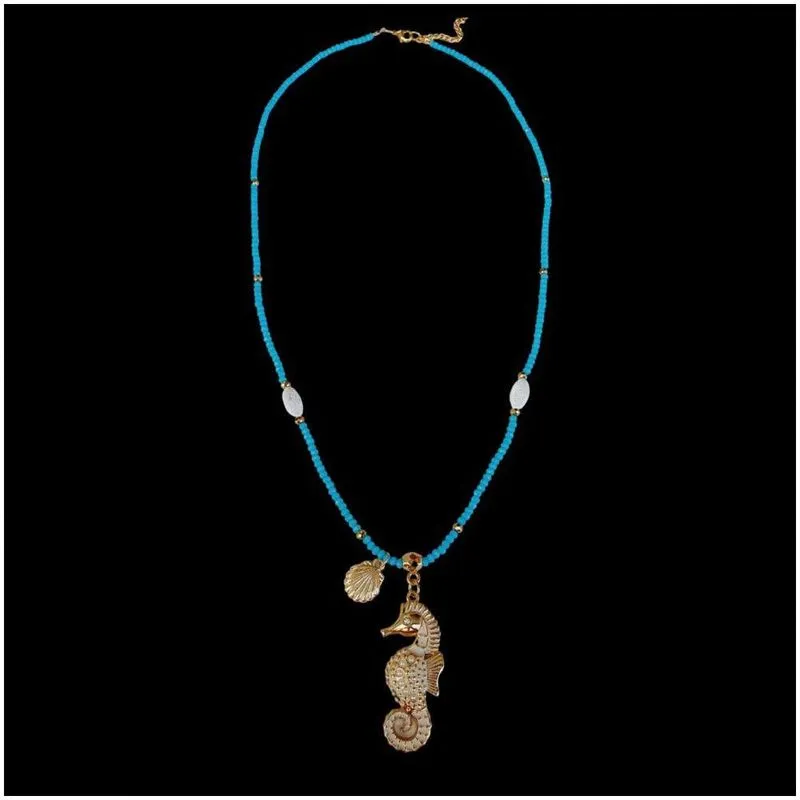 Colar Cristal Azul Cavalo Marinho