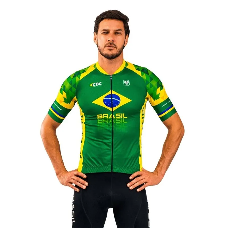 Camisa ciclismo masculina Free Force Basic Brasil Collection M / Verde