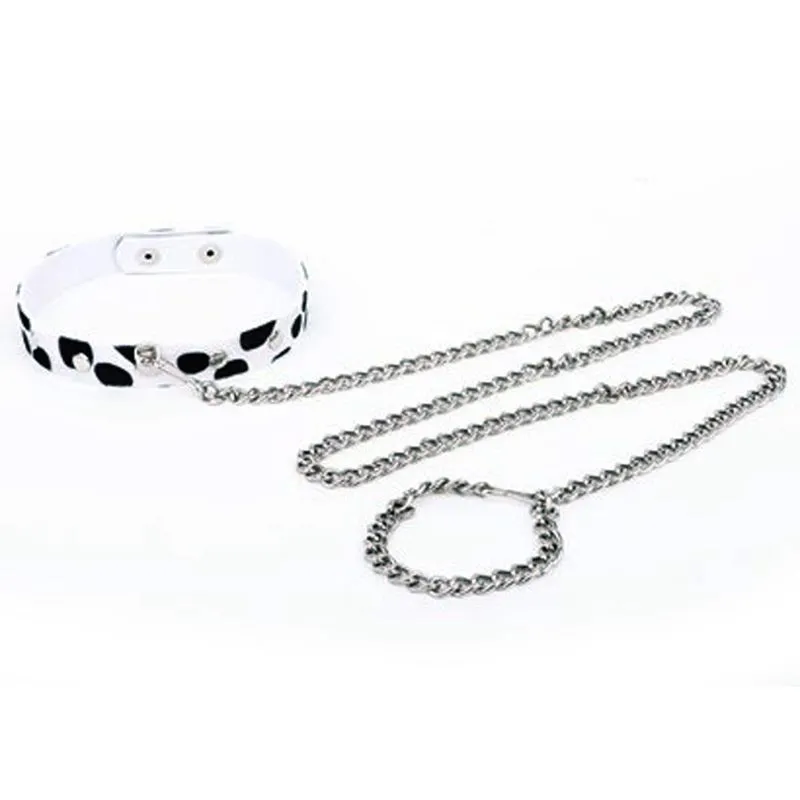 Gargantilha com Corrente Estampado em Dalmata Dominatrixxx