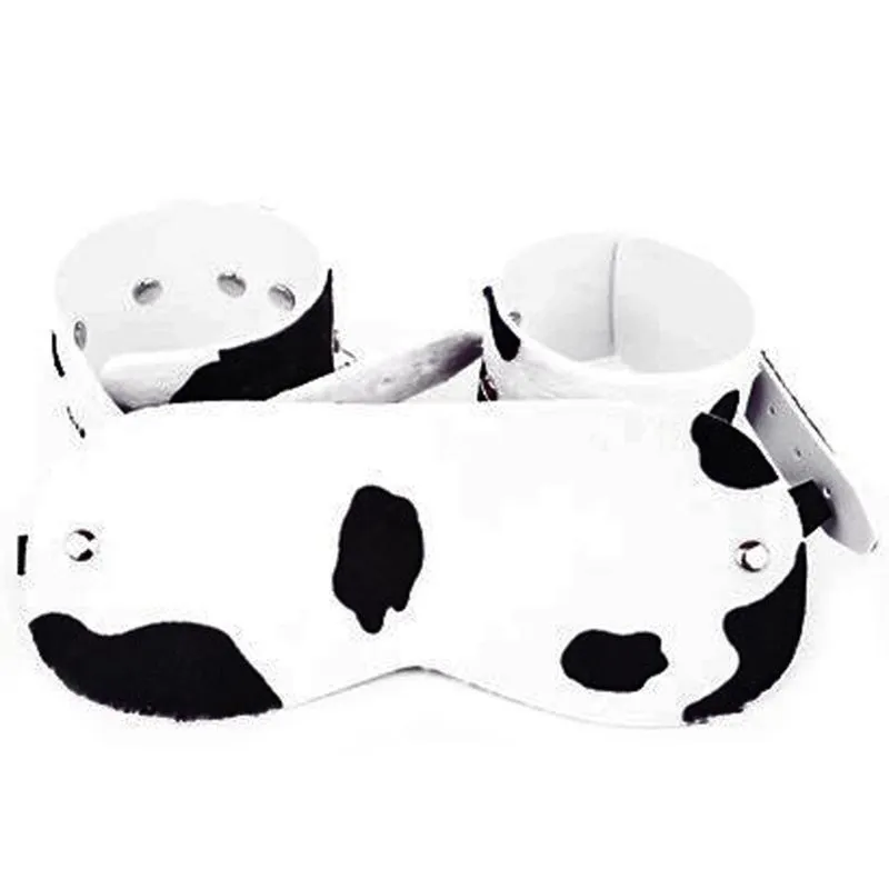 Kit Bracelete com Algema e Venda Estampada em Vaquinha Dominatrixxx