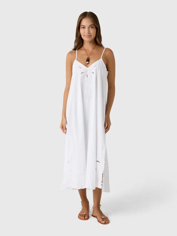 Juliet Dunn Women's Cutwork Embroidered Slip Dress 1 / WHITE