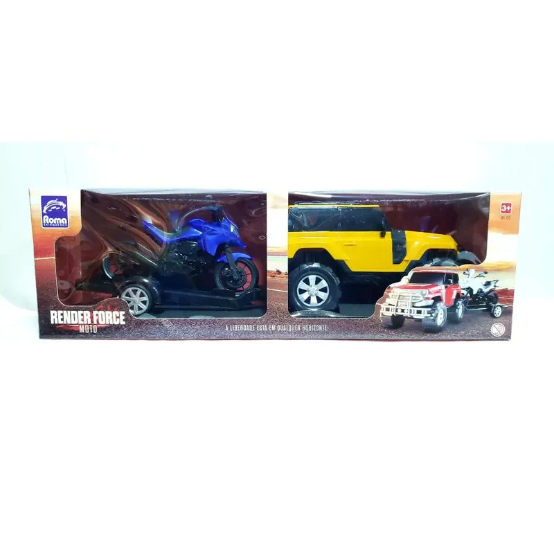 Veiculo Roda Livre - Render Force - Com Moto - Amarelo e Azul ROMA JENSEN