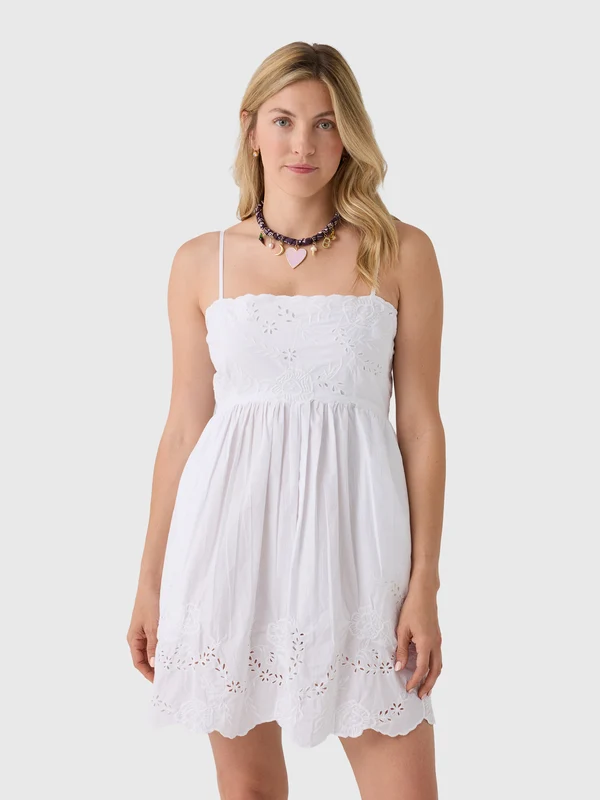 Juliet Dunn Women's Eyelet Embroidered Mini Dress 4 / WHITE