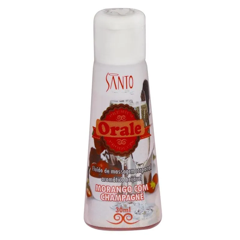 Fluído de Massagem Corporal Aromático Orale Morango Com Champagne 30ml Santo Sexo