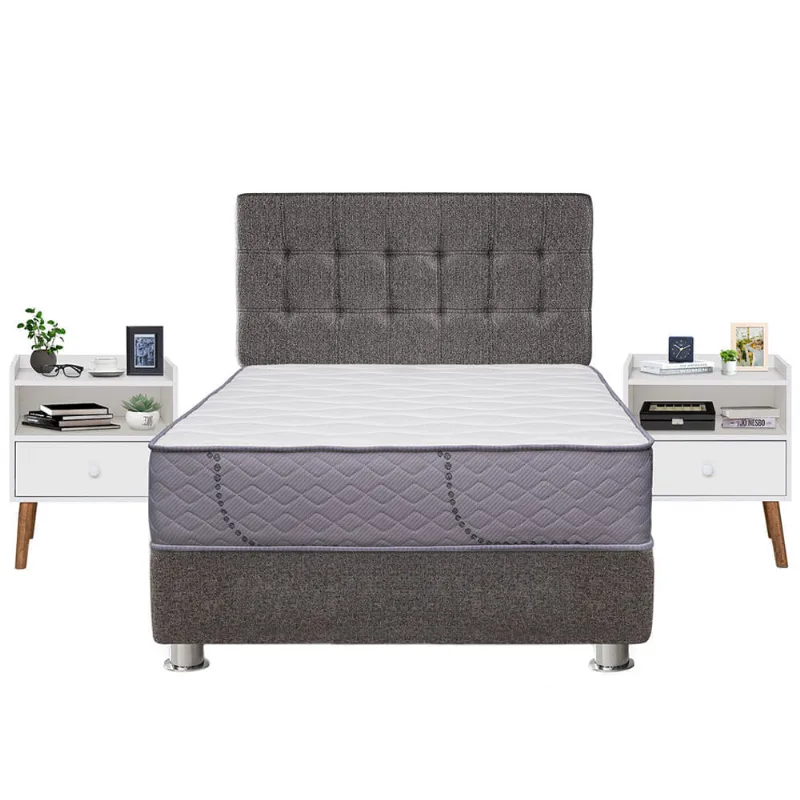 Dormitorio FORLI Capella Queen + Velador Fer Blanco