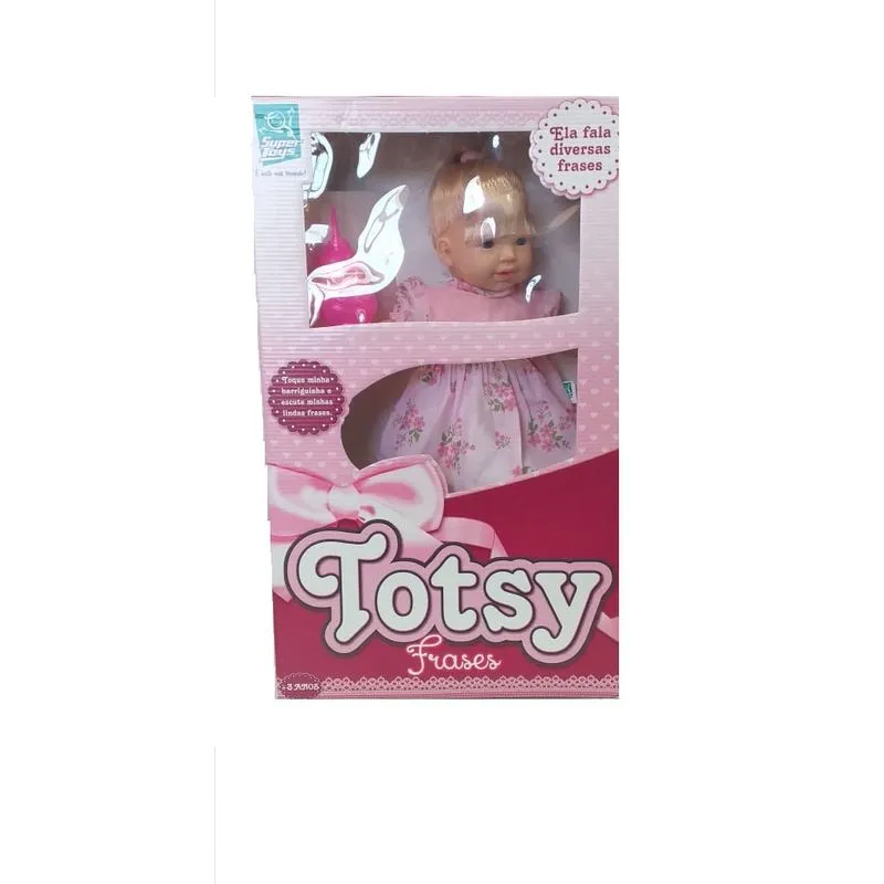 Boneca Totsy Frases com Cabelo - Pink SUPER TOYS