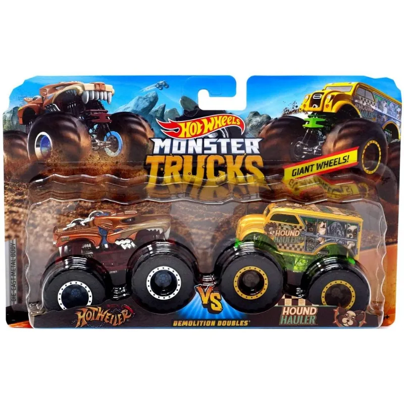 Carrinhos - Hot Wheels Monster Trucks - Demolition Doubles - Hotweiler vs Hound Hauler MATTEL