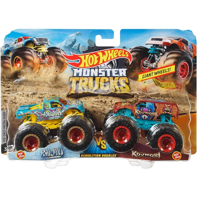 Carrinhos - Hot Wheels Monster Trucks - Demolition Doubles - Raijyu vs Koumori MATTEL