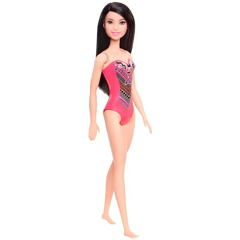 Boneca Barbie - Diversao na Praia - Barbie Maio Rosa Com Estampa Preta MATTEL