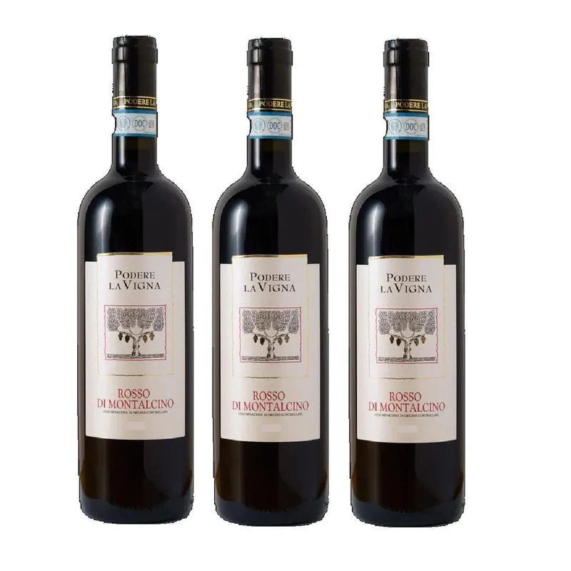 Kit 3 Vinho Podere La Vigna Rosso Di Montalcino 2018 750ml