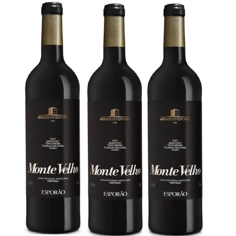 Kit 3 Vinho Esporão Monte Velho Portugues 2019 Tinto 750 Ml