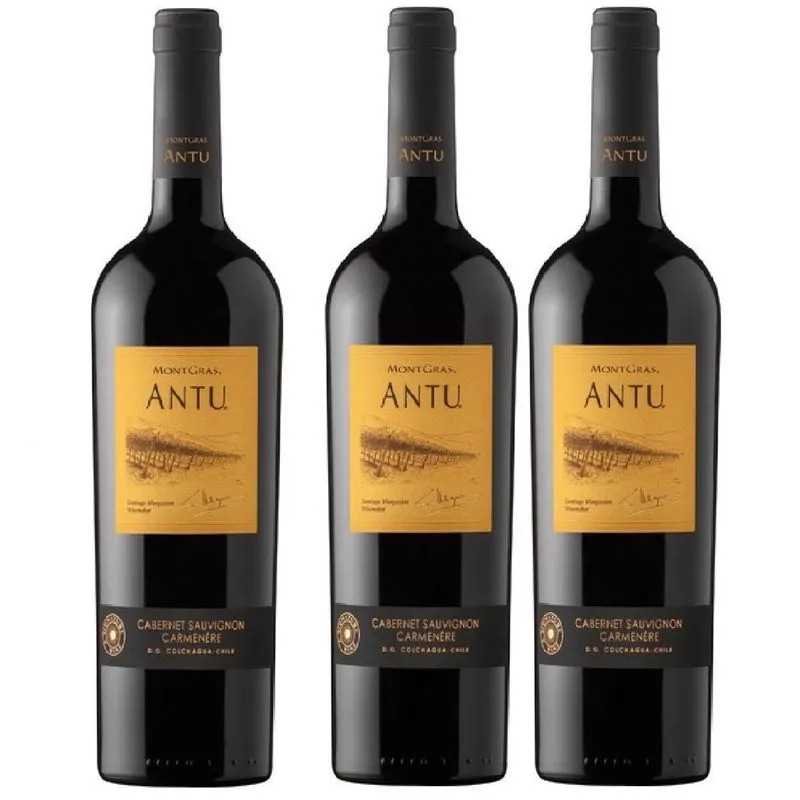 Kit 3 Vinho Montgras Antu Cabernet Sauvignon E Carmenére Tt