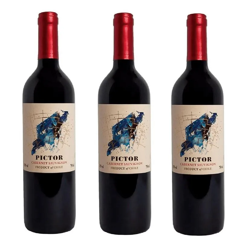 Kit 3 Vinho Tinto Chileno Pictor Cabernet Sauvignon 750ml
