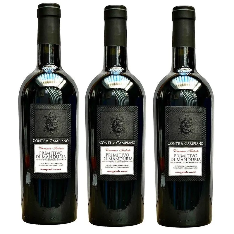 Kit 3 Vinho Conte Di Campiano Primitivo Di Manduria 750ml