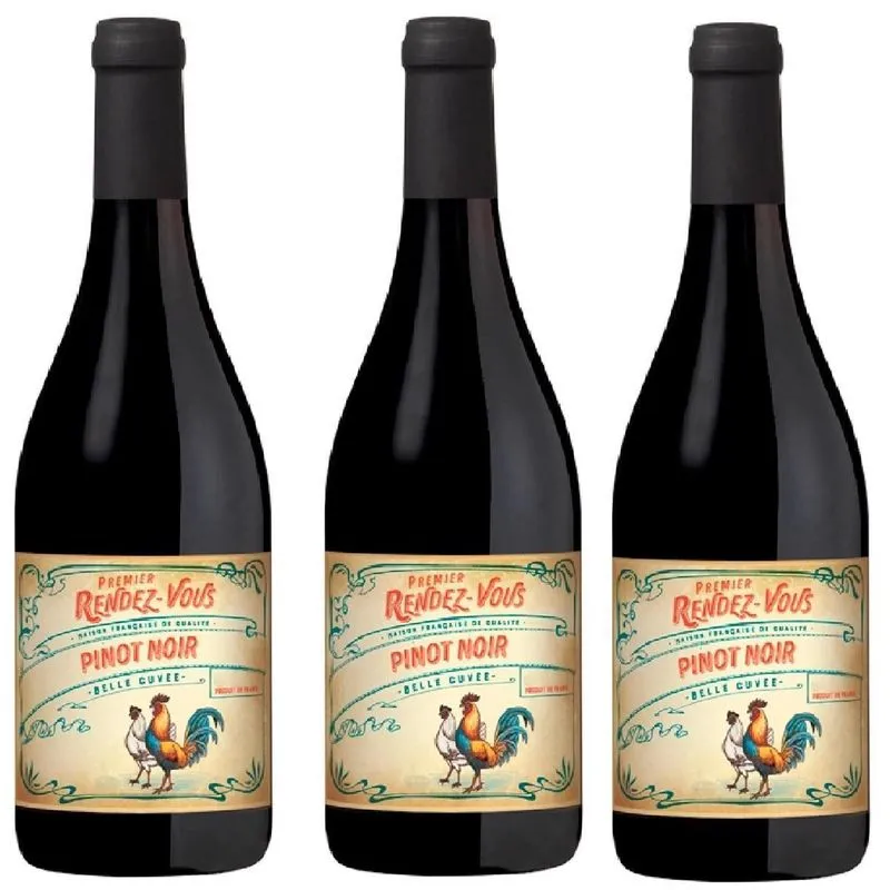 Kit 3 Vinho Tinto Premier Rendez-vous Pinot Noir Belle Cuvee