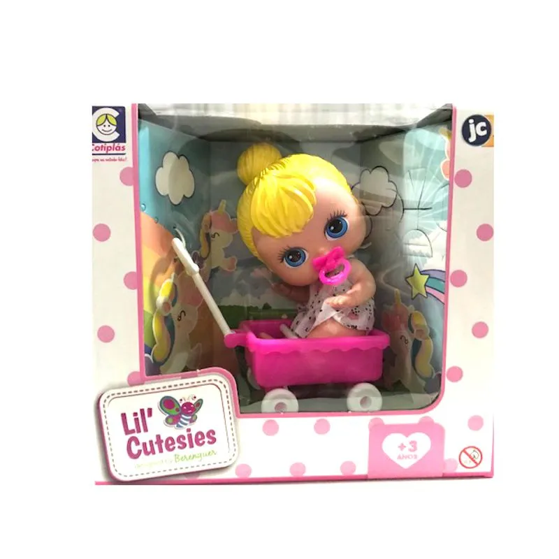 Boneca Lil Cutesies Carrinho Rosa COTIPLAS