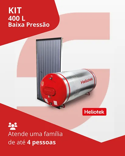 Kit Boiler 400L BP + 1 Coletor Solar Elite 2.0 Heliotek