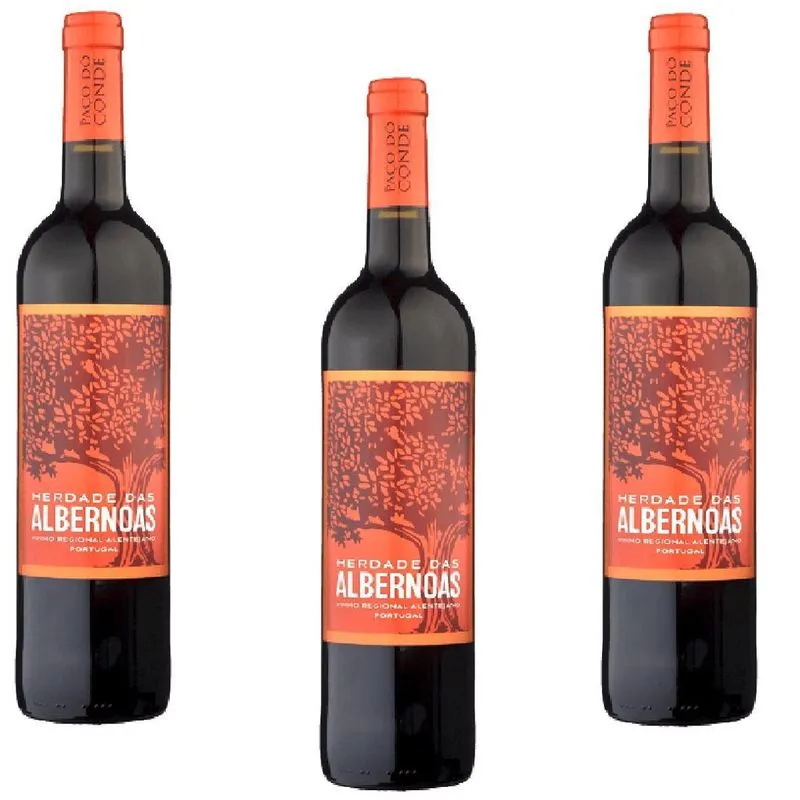 Kit 3 Vinho Portugues Herdade Das Albernoas Tinto 750ml 2018