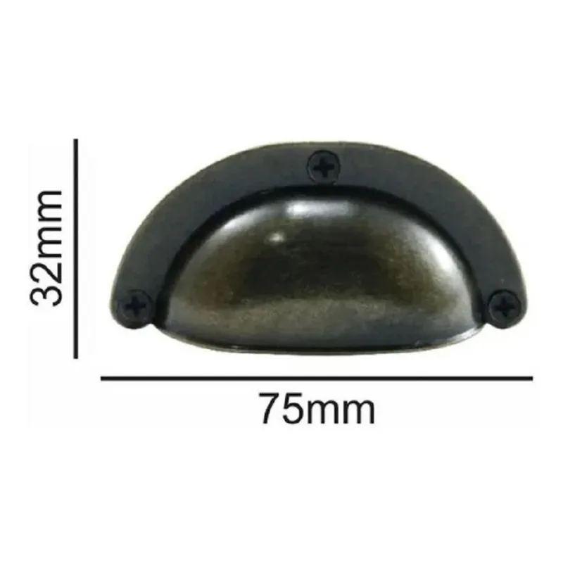 02 Puxador Móveis Concha Retrô Peq Colonial Bronze Velho