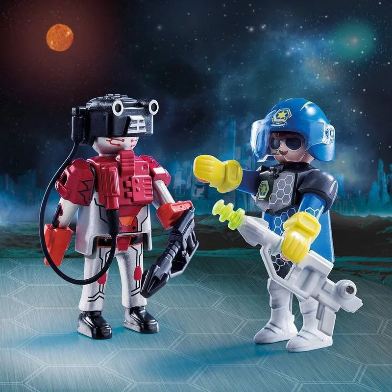Playmobil Duo Pack Sortimentos - Policial Espacial e Ladrao SUNNY BRINQUEDOS