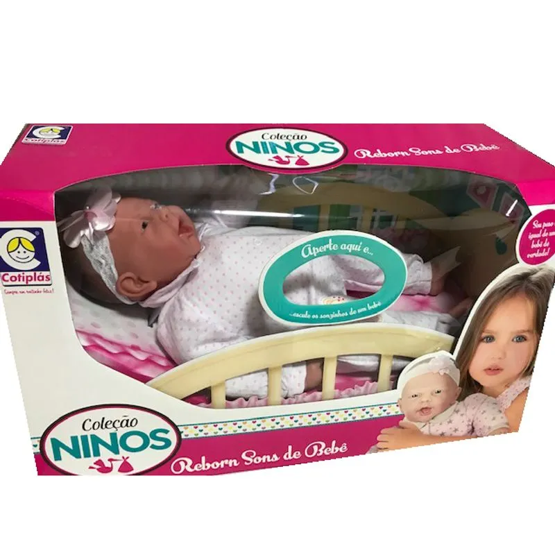 Boneca Colecao Ninos - Macacao Branco com poa rosa COTIPLAS