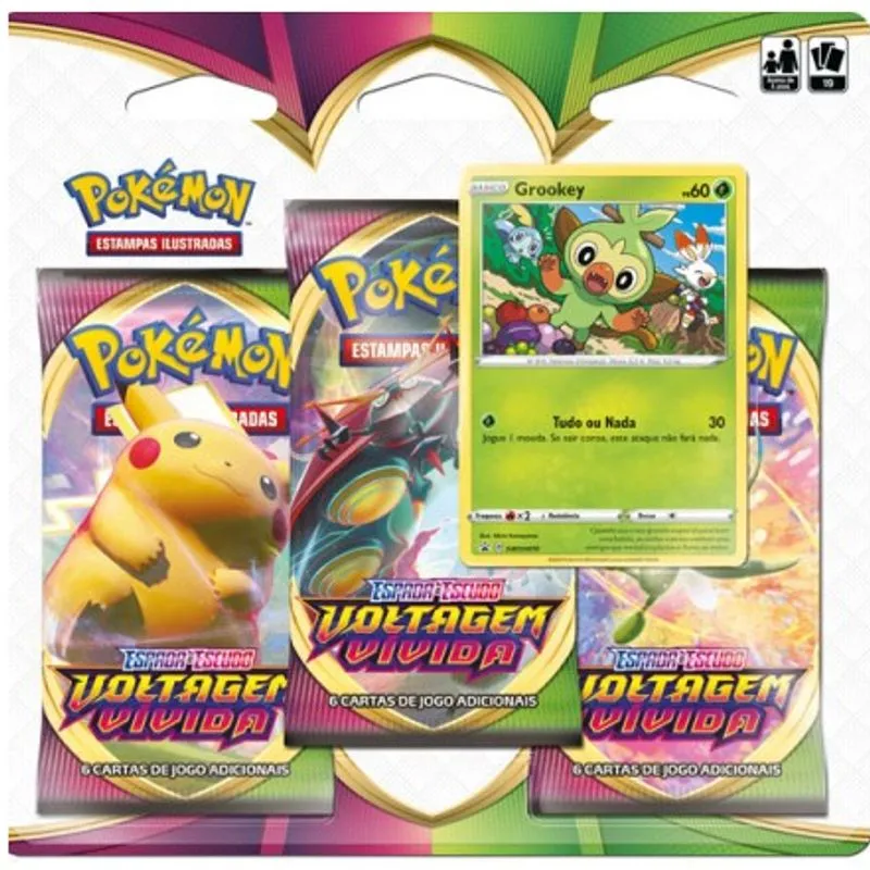 Pack Pokemon Espada e Escudo 4 Voltagem Vividac - Grookey COPAG DA AMAZONIA