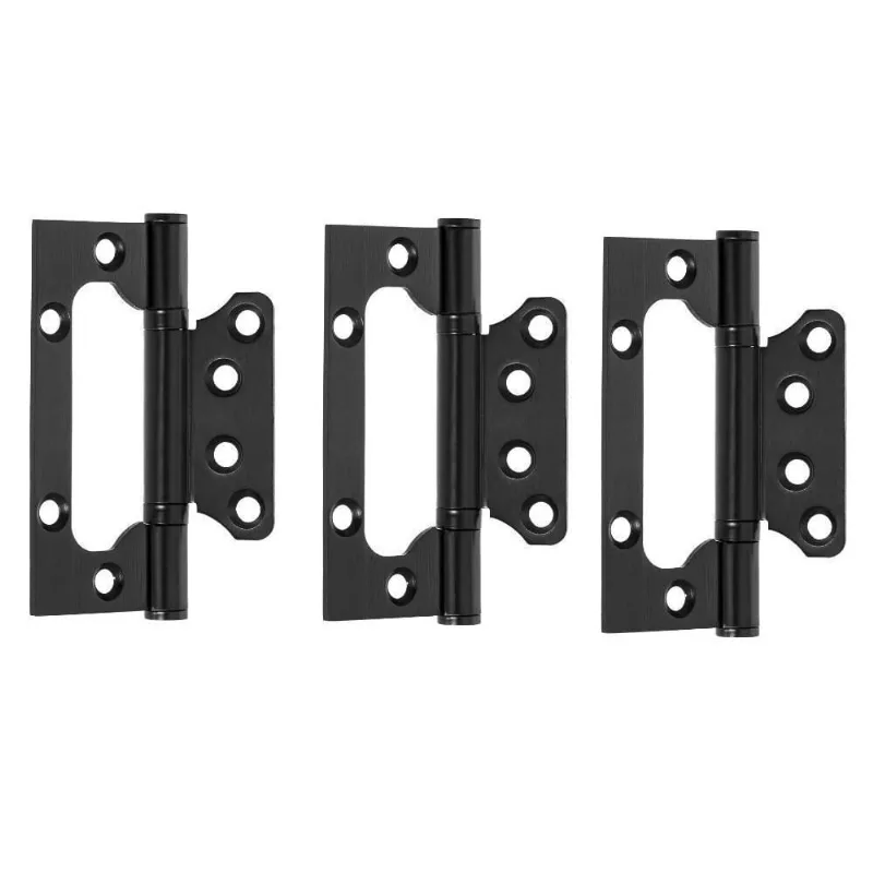 03 Dobradiça Porta Sobrepor Sem Rebaixo Inox 4'X3' Preta