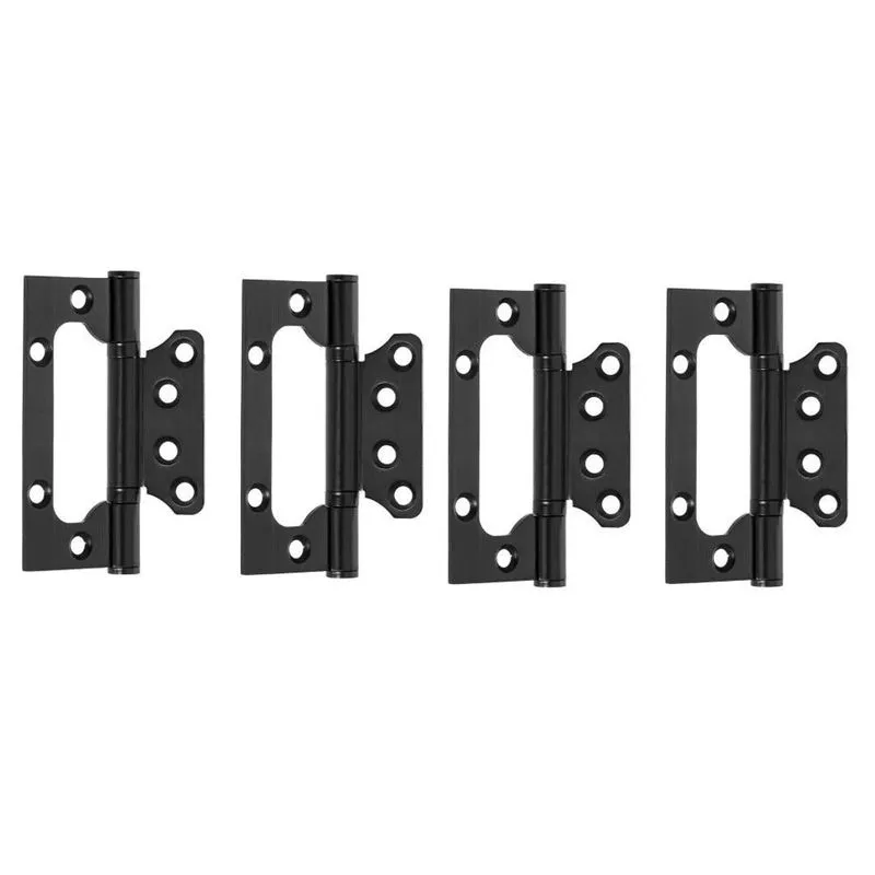 04 Dobradiça Porta Sobrepor Sem Rebaixo Inox 4'x3' Preta