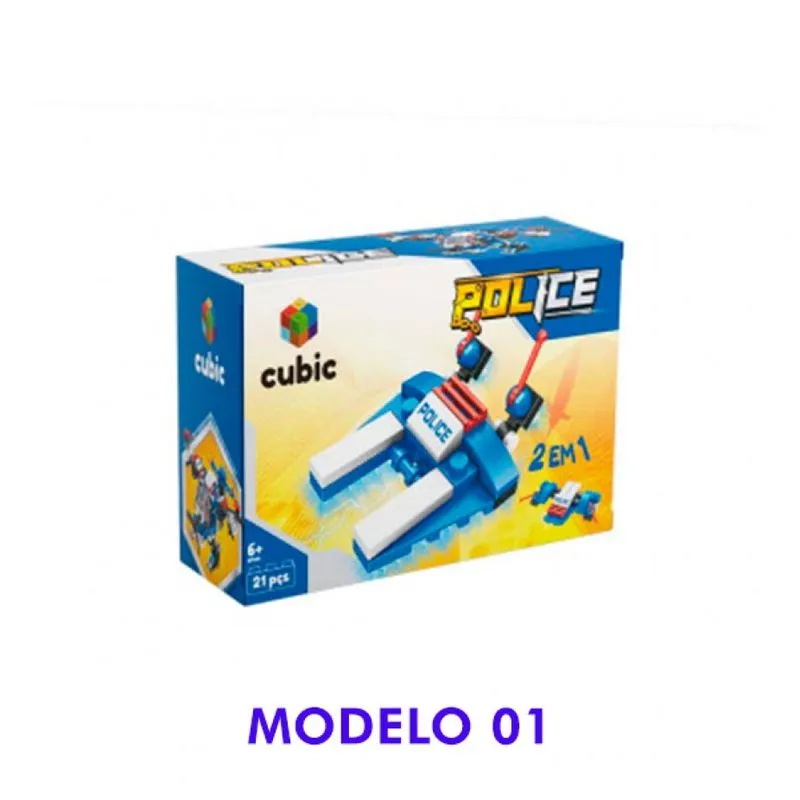 Cubic Serie Police 12 em 1 - Modelo 01 - 21 Pecas MULTIKIDS
